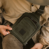 Tyne - Waxed Canvas Sling Crossbody Bag - Moss Green