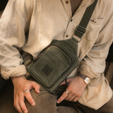Tyne - Waxed Canvas Sling Crossbody Bag - Moss Green