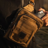 Tyne - Waxed Canvas Sling Crossbody Bag - Tan