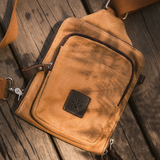 Tyne - Waxed Canvas Sling Crossbody Bag - Tan