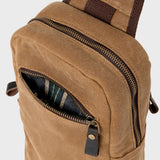 Dane - Waxed Canvas Sling Crossbody Bag - Tan
