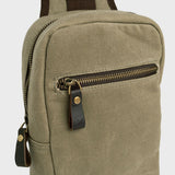 Dane - Waxed Canvas Sling Crossbody Bag - Taupe