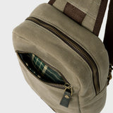Dane - Waxed Canvas Sling Crossbody Bag - Taupe