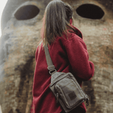 Tyne - Waxed Canvas Sling Crossbody Bag - Moss Green