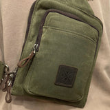 Tyne - Waxed Canvas Sling Crossbody Bag - Moss Green