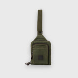Green shoulder bag on a white background