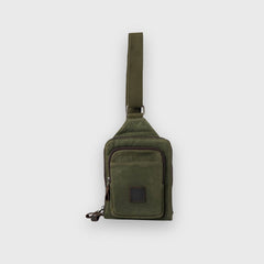 Green shoulder bag on a white background